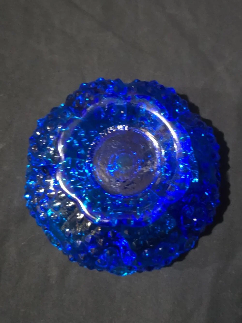 Fenton Colonial Blue Hobnail Candle Bowl 6
